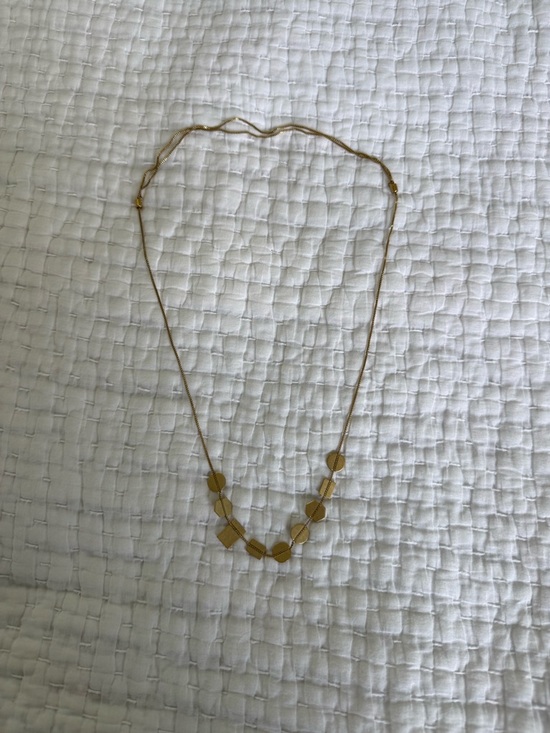 Anthropologie Jewelry - Anthropologie Gold Disc & Cylinder Bead Necklace